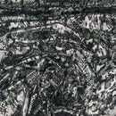 Snake Print Foil Stretch Dress Fabric, Silver/Black