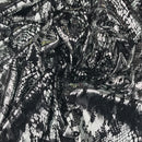 Snake Print Foil Stretch Dress Fabric, Silver/Black