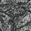 Snake Print Foil Stretch Dress Fabric, Silver/Black