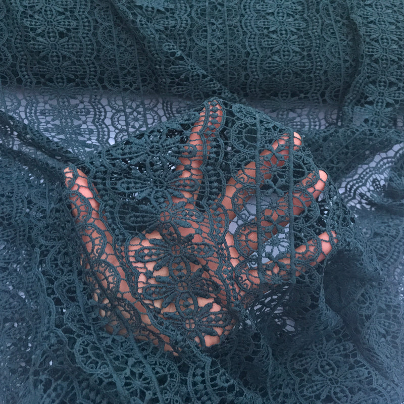 Heavy Lace Aztec Net Wedding Dress, Teal Green