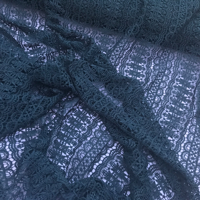 Heavy Lace Aztec Net Wedding Dress, Teal Green