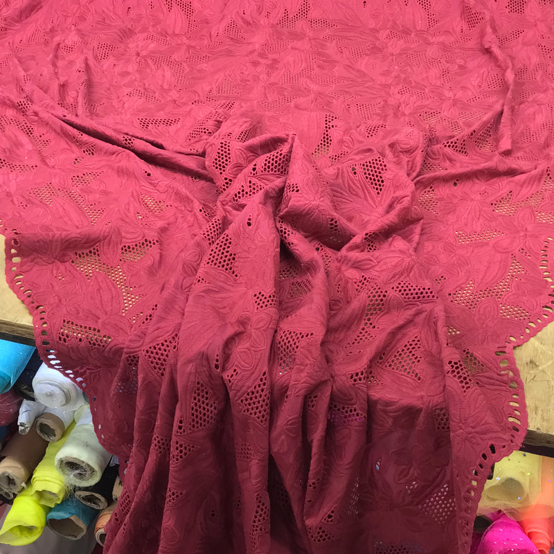 Premium Eyelash Floral Lace Bridal Dress, Red