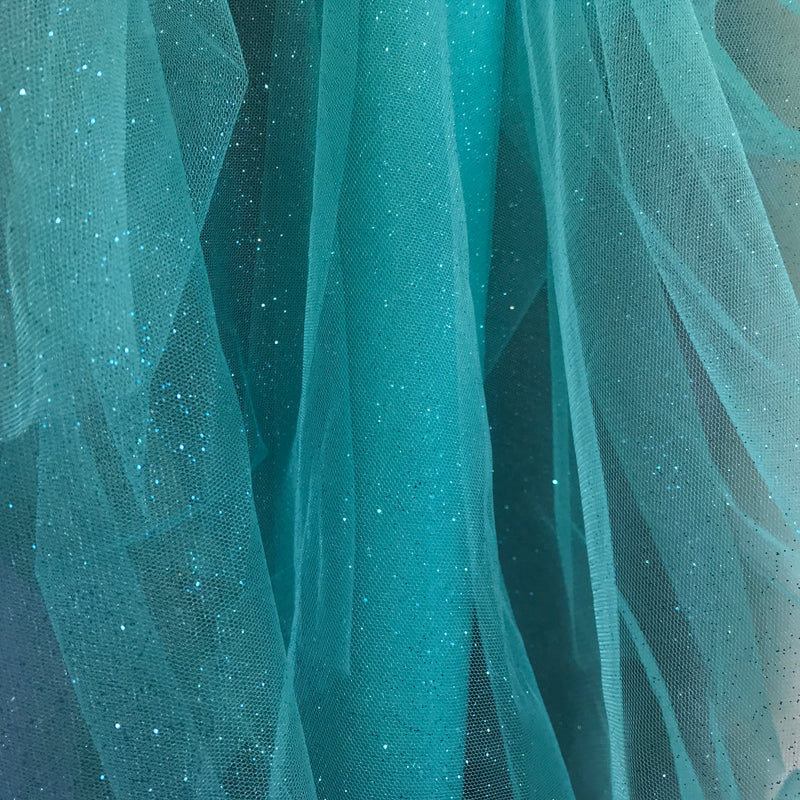 Stardust Glitter Tulle Fabric, Tiffany Blue