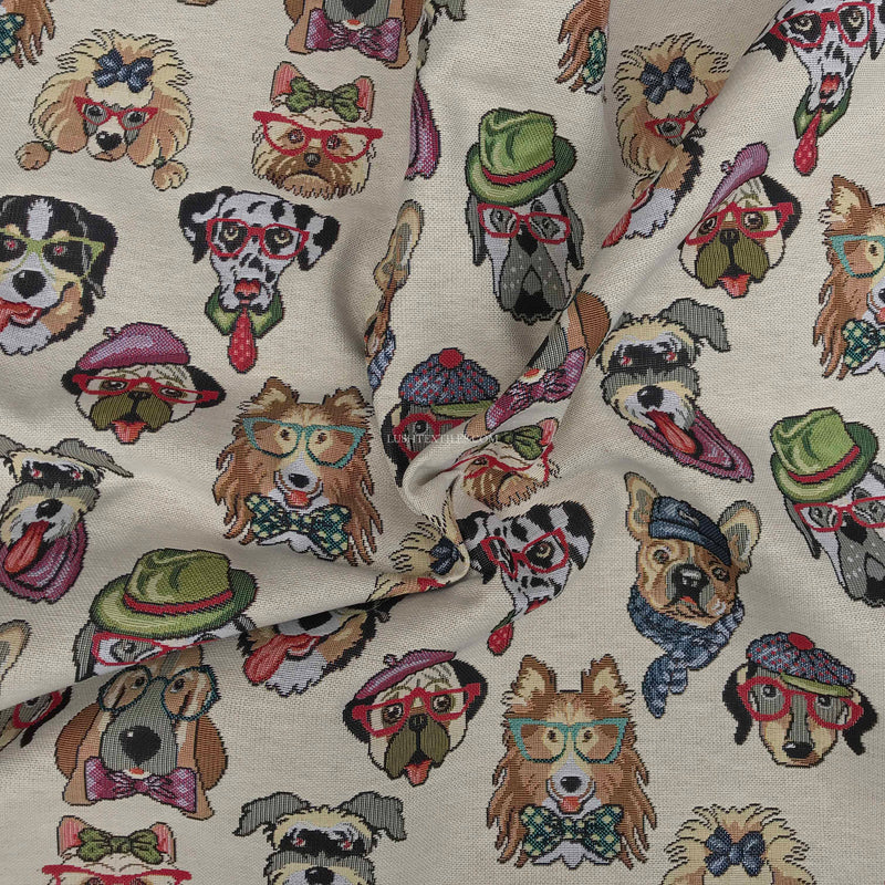 Happy Dogs/Puppies Tapestry Upholstery Fabric 54" Wide