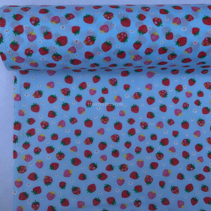 Polycotton-Stoff mit Erdbeer-Print 