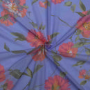 Lilac Floral Printed Muslin Fabric