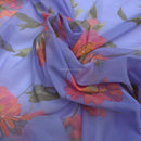 Lilac Floral Printed Muslin Fabric