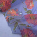 Lilac Floral Printed Muslin Fabric