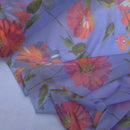 Lilac Floral Printed Muslin Fabric