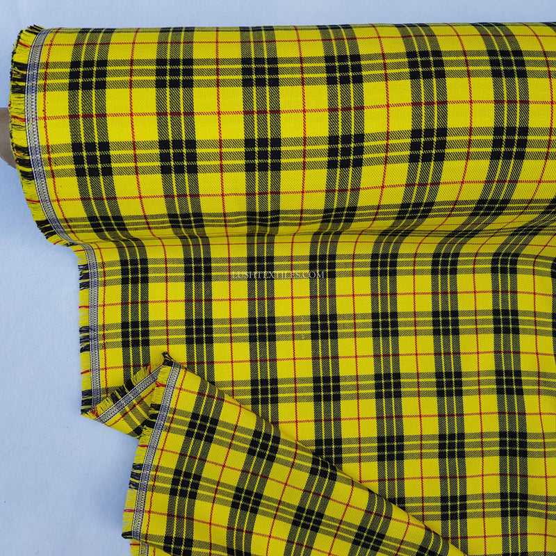 MacLeod Yellow Tartan Check Poly Viscose Fabric