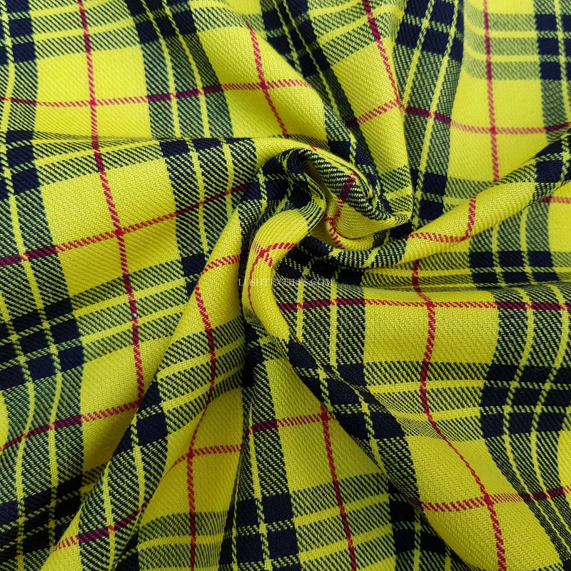 MacLeod Yellow Tartan Check Poly Viscose Fabric