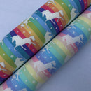 Baumwoll-Popeline mit Regenbogenflagge, Einhorn, Rose und Hubble