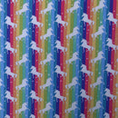 Baumwoll-Popeline mit Regenbogenflagge, Einhorn, Rose und Hubble