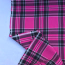 Cerise Pink Watch Tartan Check Poly Viscose Stoff