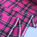 Cerise Pink Watch Tartan Check Poly Viscose Stoff