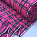 Cerise Pink Watch Tartan Check Poly Viscose Stoff