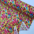 Viscose Roses Floral Fabric, Mustard/Turquoise