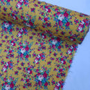 Viscose Roses Floral Fabric, Mustard/Mint