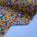 Viscose Roses Floral Fabric, Mustard/Mint