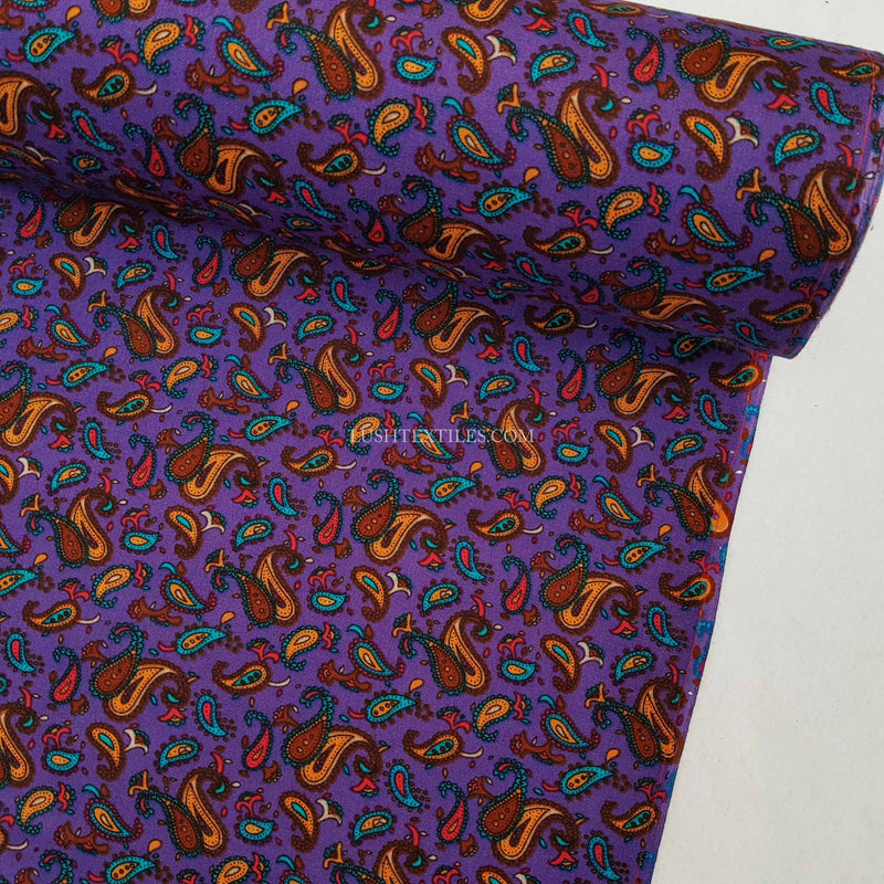 Tissu 100% Viscose Paisley, Violet