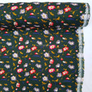 Tissu Viscose Floral Élégant, Vert Bouteille