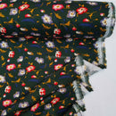 Tissu Viscose Floral Élégant, Vert Bouteille