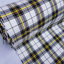 White/Yellow Check Tartan Poly Viscose Fabric