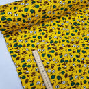 Pretty Floral Viscose Fabric, Yellow