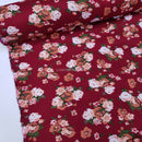 Roses Floral Viscose Fabric, Wine