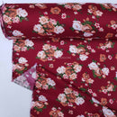 Roses Floral Viscose Fabric, Wine