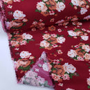 Roses Floral Viscose Fabric, Wine