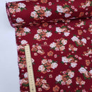 Roses Floral Viscose Fabric, Wine