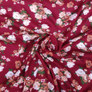 Roses Floral Viscose Fabric, Wine