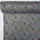 Viskosestoff mit Blumenmuster im Vintage-Stil, Grau