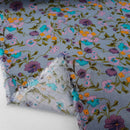 Viskosestoff mit Blumenmuster im Vintage-Stil, Grau