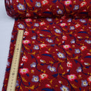 Party Floral Viscose Fabric, Wine
