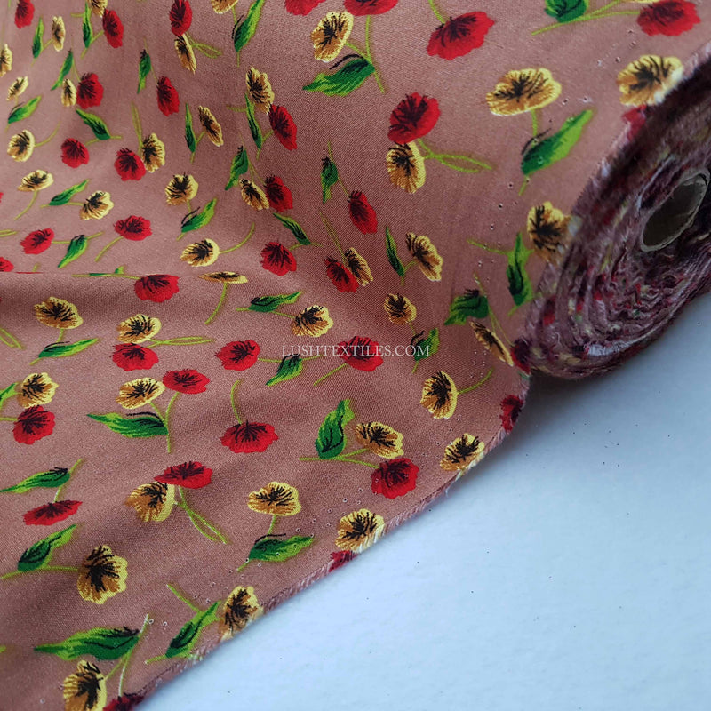 D'Lush Poppy Viscose Fabric, Brown