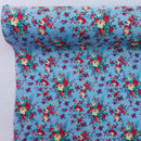 Viscose Roses Floral Fabric, Sky Blue