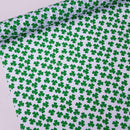 Irish Shamrock Saint Patrick's Day Polycotton Fabric, White