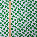 Irish Shamrock Saint Patrick's Day Polycotton Fabric, White