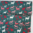 Rocking Horses Cotton Crafts Quilting Fabric, Green
