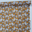 Vintage Flowers Cotton Poplin Dress Fabric, Mustard