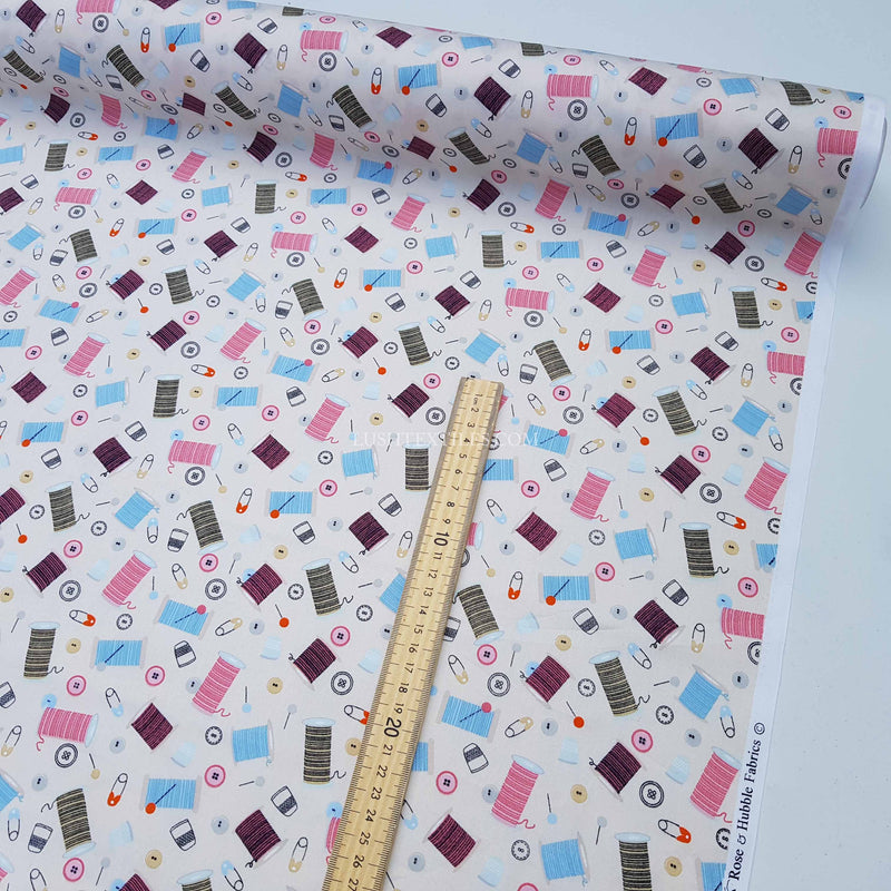 Sewing Thread Cotton Reels Crafts Quilting Fabric, Cream
