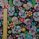 Sugar Skulls Rose & Hubble Cotton Poplin Dress Fabric