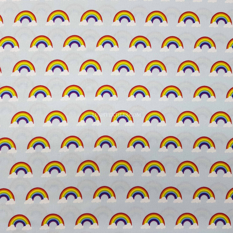Rainbow In Clouds Cotton Craft Fabric, Sky