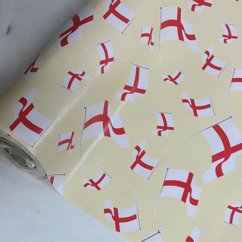 England Flags Plastic PVC Printed Tablecloth 140cm, Cream