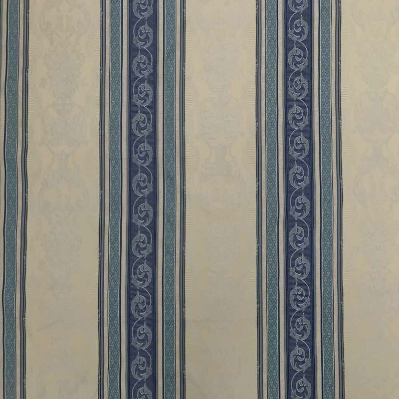 Striped Aztec Curtain Brocade Fabric 140cm, Blue/Yellow