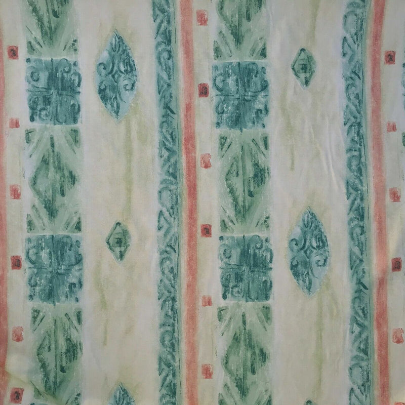 Abstract Aztec Printed Vintage Cotton Fabric 140cm, Cream/Green