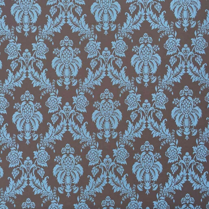 Duck Egg Damask Curtain Brocade Fabric 140cm, Brown