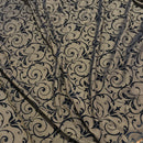 Black Damask Velvet Flock Taffeta Fabric, Brown